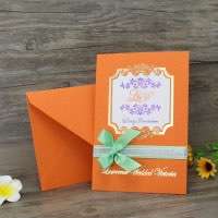 Orange Invitation Pocket Wedding Card Printing Customized 